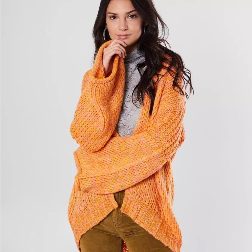 Free People Med Hometown Cardigan Grannycore Coastal Grandma Bright Color Cozy